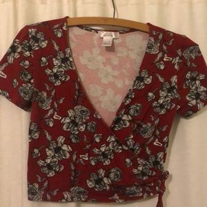 Red Floral Crop Top